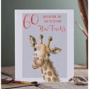 Giraffe Birthday Card '60 And Never Too Old To Learn New Tricks'